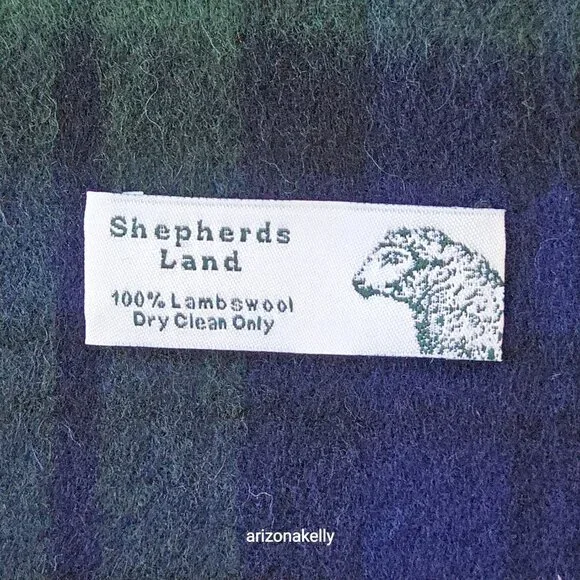 NWOT Blackwatch Plaid Lambswool Scarf Green Blue Shepherd's Land - Picture 4 of 8